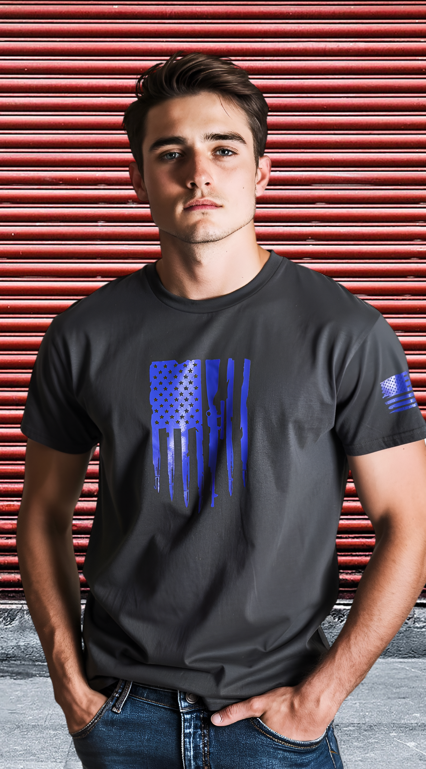 Men's Rifle American Flag Tshirt