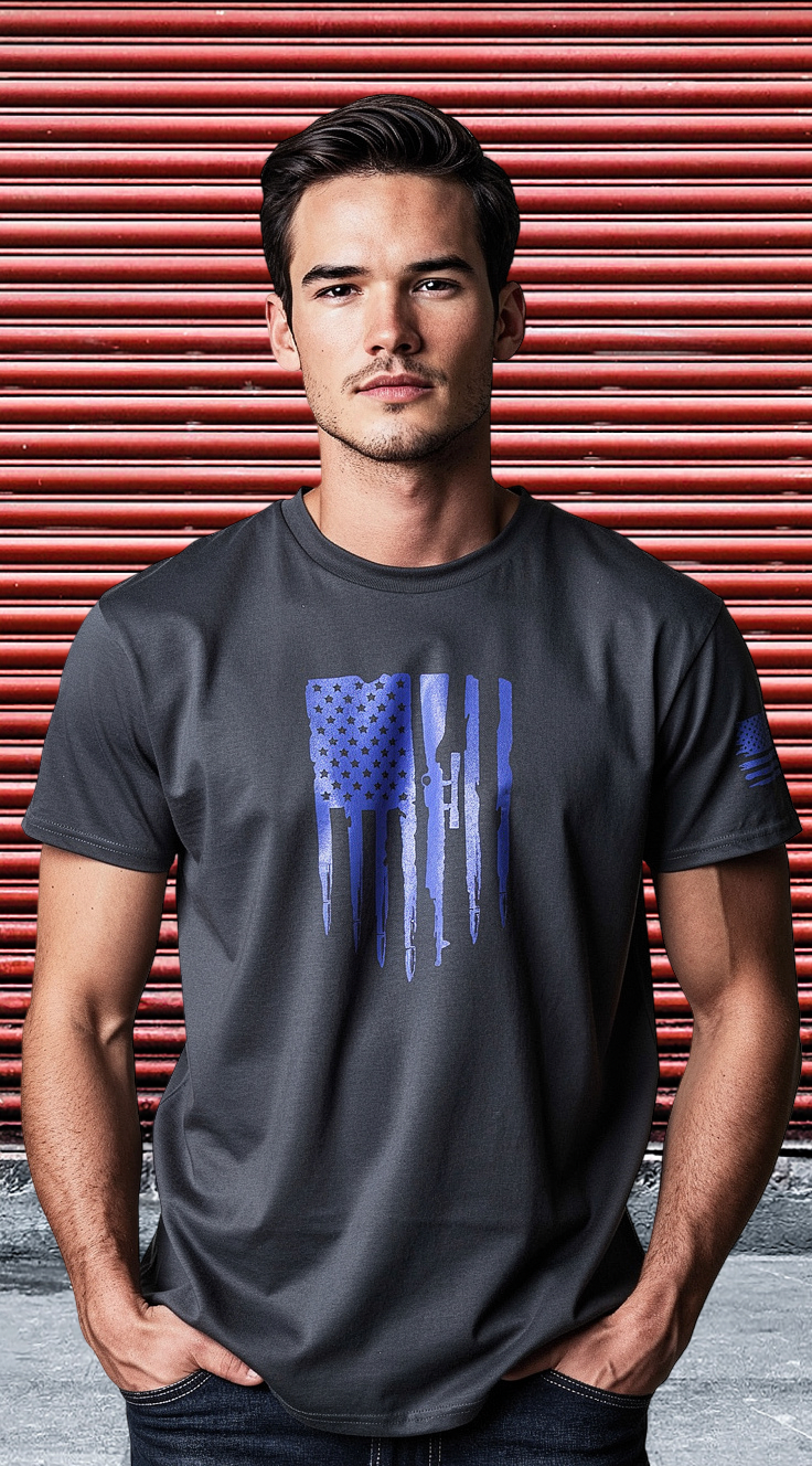 Men's Rifle American Flag Tshirt