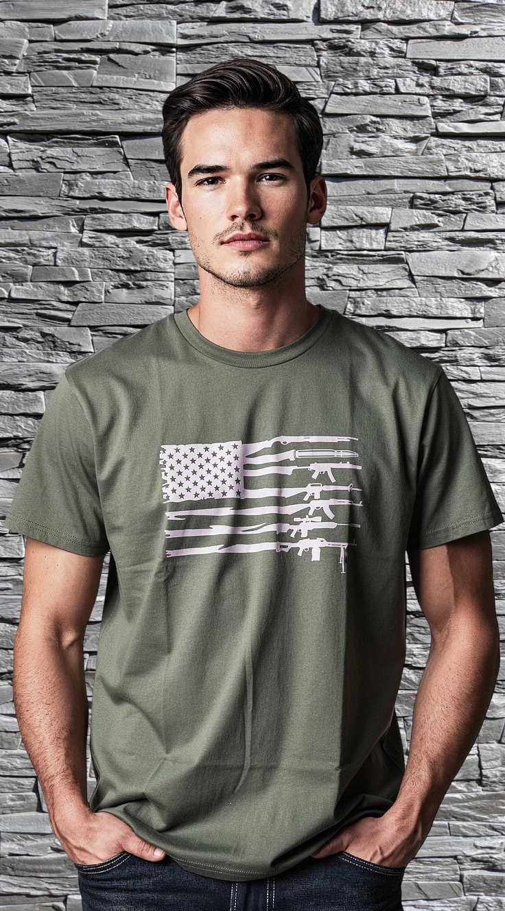 Men's Rifle American Flag Tshirt