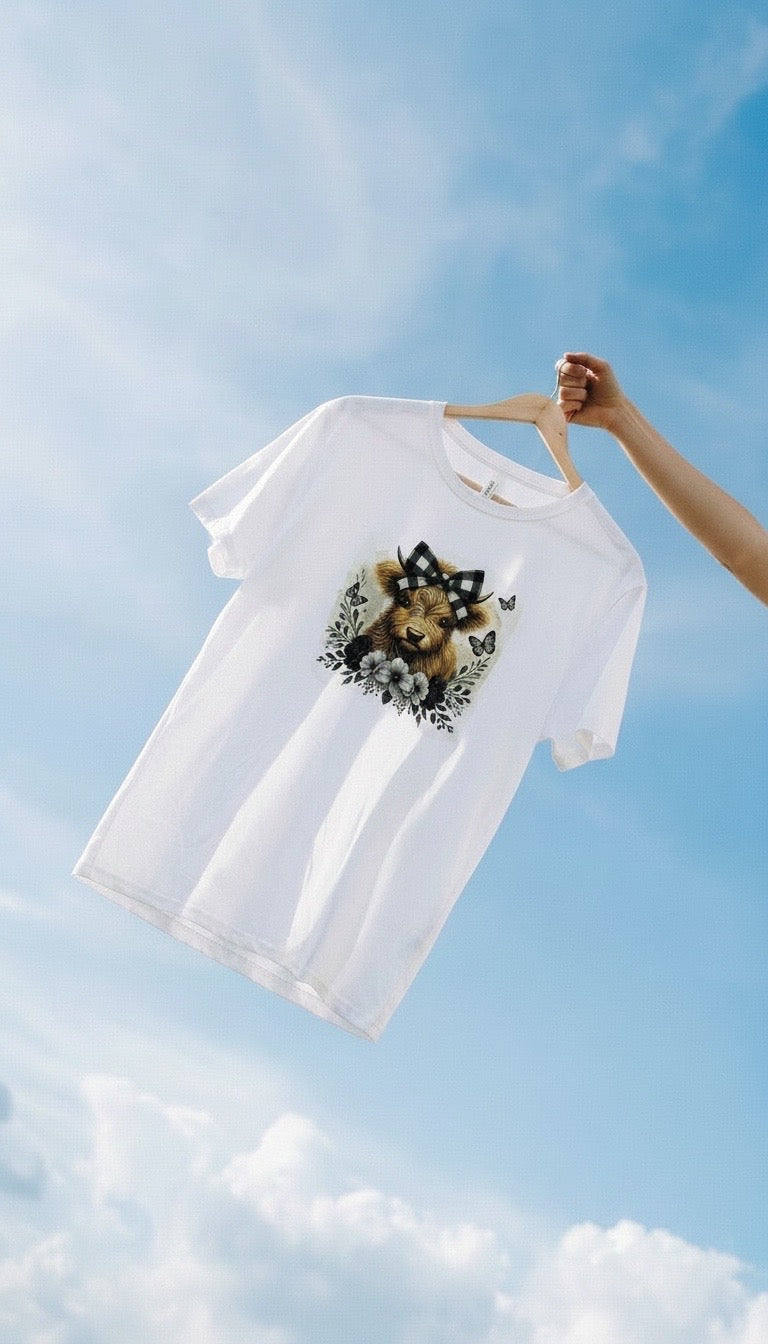 Plaid Highland Cow T-Shirt