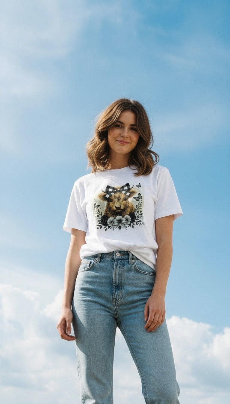 Plaid Highland Cow T-Shirt